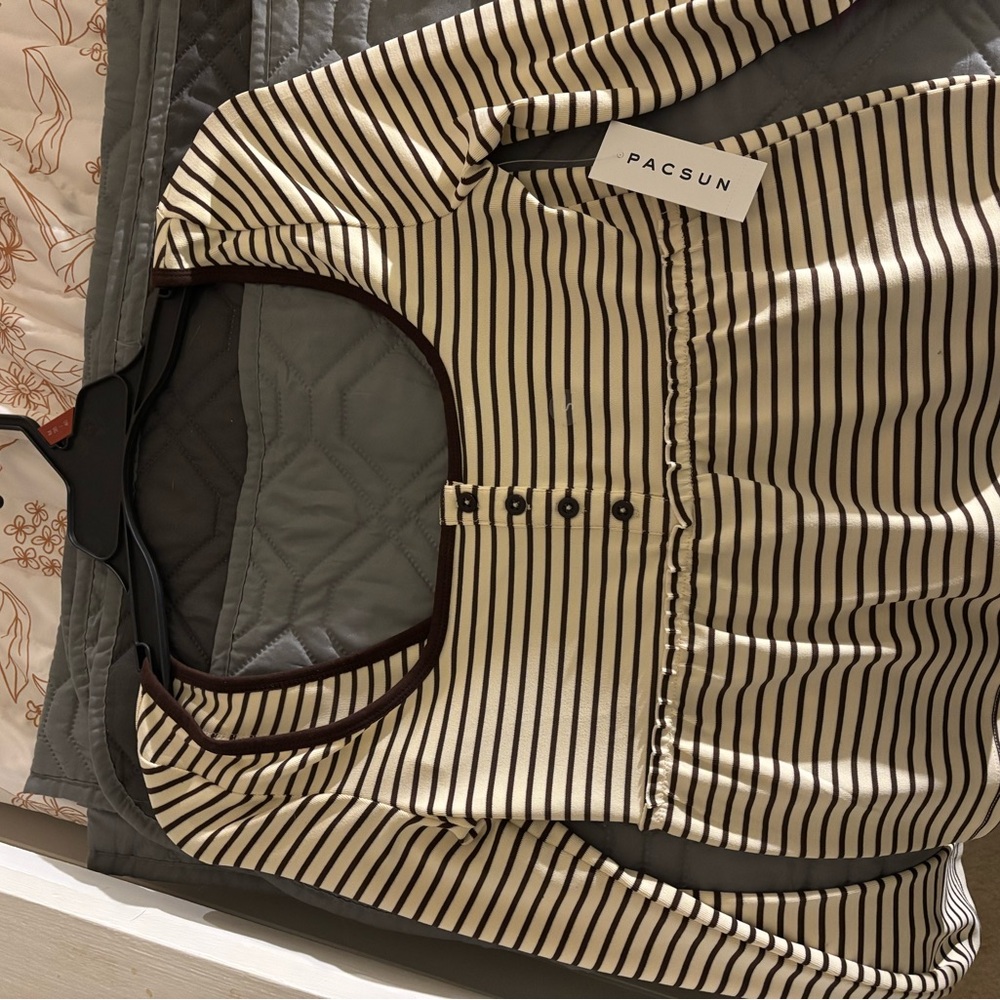 PacSun Brown and Cream Striped Top